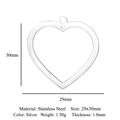 Silver stainless steel heart frame pendant for DIY jewelry making 29x30mm size - Large Hollow Heart Frame (LA935-1)