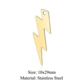 Pendentif éclair doré en acier inoxydable 10x29mm pour la création de bijoux - Éclair Doré (LA703-2)