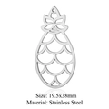 Pendentif ajouré ananas en acier inoxydable argenté poli, taille 19,5x38mm - Ananas Argenté (LA705-1)