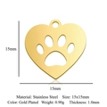 Gold plated stainless steel heart and paw print pendant with 15x15mm dimensions - Paw Print Heart Pendant (LA993-2)