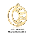 Pendentif en acier inoxydable doré avec design ajouré de soleil et croissant de lune - Feu de Lune Doré (LA708-2)