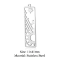 Pendentif géométrique en acier inoxydable argenté motif soleil ajouré 11x41mm - Étoile Rectangulaire Argentée (LA709-1)