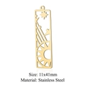 Pendentif rectangulaire en acier inoxydable doré avec motifs soleil et étoiles - Étoile Rectangulaire Dorée (LA709-2)