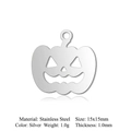Zilveren roestvrijstalen Halloween pompoen hanger, 15x15mm voor het maken van sieraden - Zilveren Holle Pompoen Stijl (JN303-1)
