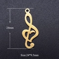 Pendentif cœur clé de sol en acier inoxydable doré accessoire bijoux 24mm - Cœur Musique Doré (JN330-2)