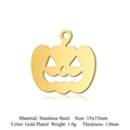 Vergulde roestvrijstalen pompoen hanger met hol gezicht voor DIY sieraden maken van goud - Gouden Holle Pompoen Stijl (JN303-2)