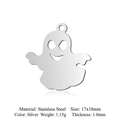 Spook schedel roestvrijstalen hanger 17x18mm voor doe-het-zelf sieraden in zilver - Zilveren Kleine Geest Stijl (JN304-1)