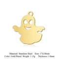 Vergulde spook schedel hanger van roestvrij staal voor DIY sieraden maken 17x18mm - Gouden Kleine Geest Stijl (JN304-2)