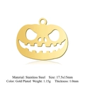 Vergulde roestvrijstalen pompoenkop hanger voor DIY Halloween sieraden maken - Gouden Holle Pompoenkop Stijl (JN378-2)