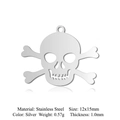 Zilveren schedel hanger van roestvrij staal 12x15mm voor doe-het-zelf sieraden - Zilveren Mini Schedel Stijl (JN379-1)