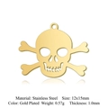 Vergulde roestvrijstalen schedel hanger voor het zelf maken van diverse sieraden - Gouden Mini Schedel Stijl (JN379-2)