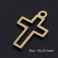 Pendentif croix creuse en acier inoxydable doré brillant taille 16x10,5mm pour bijoux - Croix Creuse Dorée (T923-2)