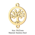 Golden stainless steel Tree of Life connector charm, 16x21mm pendant for DIY jewelry - Gold Heart Leaf Tree Connector (JA361-2)