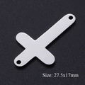Connecteur croix en acier inoxydable poli pour bijoux DIY, taille 27,5x17mm - Croix Plate Argentée (T925-1)