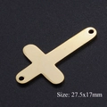 Pendentif croix doré en acier inoxydable pour création bijoux taille 27,5x17mm - Croix Plate Dorée (T925-2)