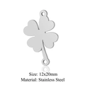 Polished silver stainless steel clover pendant connector measuring 12x20mm for DIY jewelry - Silver Clover Connector (JN335-1)