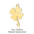 Golden clover cloverleaf connector pendant in stainless steel with double loops 12x20mm - Gold Clover Connector (JN335-2)