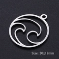 Pendentif minimaliste en acier inoxydable argenté avec motif vague marine évidée 20x18mm - Vague Ronde Argentée (T966-1)