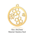 Golden stainless steel clover charm pendant with hollow cutouts for jewelry making - Gold Multi-Clover Round Pendant (JN385-2)
