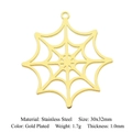 Vergulde roestvrijstalen spinnenweb hanger voor DIY sieraden, maat 30x32mm - Gouden Stralende Spinnenweb Stijl (LA773-2)