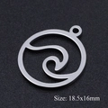 Pendentif vague évidé en acier inoxydable brossé pour bijoux DIY, taille 18,5x16mm - Cercle de Vagues Argenté (T967-1)