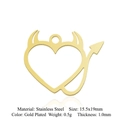 Vergulde duivel hart hanger van roestvrij staal 15,5x19mm voor DIY sieraden maken - Gouden Demonenhart Stijl (LA875-2)
