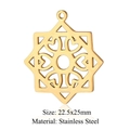 Golden stainless steel triangle pendant with geometric cutout pattern and 22.5x25mm size - Octagram Star Hollow Gold (JN902-2)