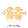 Gold stainless steel twin girl charm with heart cutouts for DIY jewelry making 10x19mm - Gold Heart Double Girls (T876-2)