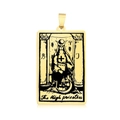 Goldener Tarot-Anhänger Hohepriesterin aus Edelstahl für stilvollen Schmuckherstellung - Die Hohepriesterin (LA460-11)