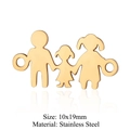 Golden stainless steel 10x19mm family silhouette pendant for jewelry making - Gold Family of Three (T877-2)