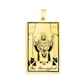 Goldener Tarot-Anhänger mit dem Motiv Der Hierophant auf einer rechteckigen Stahlplatte - Der Hierophant (LA460-12)