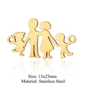 Golden stainless steel family silhouette charm showing parents and children 13x23mm - Gold Family of Four (T878-2)