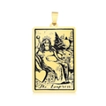 Goldener Edelstahl-Tarot-Anhänger mit dem Kaiserin-Motiv auf polierter rechteckiger Karte - Die Herrscherin (LA460-14)