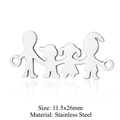 Silver stainless steel family silhouette pendant with 11.5x26mm size specifications - Silver Family of Four Wide (T879-1)