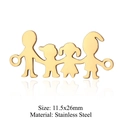 Polished gold stainless steel family silhouette pendant charm with 11.5x26mm size - Gold Family of Four Wide (T879-2)