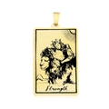 Goldener Tarot-Anhänger aus Edelstahl mit Kraft-Karten-Design für Schmuckherstellung - Die Kraft (LA460-15)
