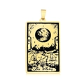 Goldener Tarot-Anhänger aus Edelstahl mit Mond-Motiv und quadratischer Form - Der Mond (LA460-16)
