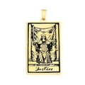 Goldener Edelstahl-Tarotanhänger Gerechtigkeit mit rechteckiger Form und polierter Optik - Gerechtigkeit (LA460-17)