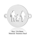 Family silhouette pendant in stainless steel for DIY jewelry making 15x19mm - Silver Family Ring of Three (T881-1)