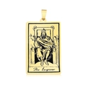 Goldener Tarot-Anhänger aus Titanstahl mit dem Motiv Der Herrscher und polierter Öse - Der Herrscher (LA460-18)