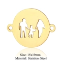 Golden stainless steel family silhouette connector charm for DIY jewelry, size 15x19mm - Gold Family Ring of Three (T881-2)