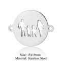 Family of four silhouette charm in stainless steel measuring 15x19mm for DIY jewelry - Silver Family Ring of Four (T882-1)