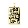 Goldener Edelstahl-Tarotanhänger mit dem detailreichen Design der Tod-Karte und Ring - Der Tod (LA460-20)