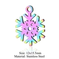 Rainbow plated stainless steel snowflake pendant for DIY jewelry making 12x15.5mm - Snowflake Shape (JN206)