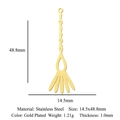 Vergulde roestvrijstalen golvende bezemsteel hanger met afmetingen voor DIY sieraden - Gouden Kwastje (LA964-2)