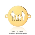 Golden family silhouette pendant in stainless steel for DIY jewelry, size 15x19mm - Gold Family Ring of Four (T882-2)
