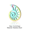 Rainbow plated stainless steel spiral shell charm pendant 11x14.5mm for DIY jewelry - Nautilus Spiral Cutout (JN207)