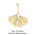 Ginkgoblatt-Anhänger aus goldenem Edelstahl, hohl, Größe 22x26mm für DIY - Ginkgoblatt-Stil (LA378-2x5)