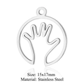Silver stainless steel 15x17mm pendant with hollow palm design for DIY jewelry - Silver Palm Hollow (T895-1)