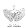 Silberner Ginkgoblatt Anhänger aus Edelstahl in 23x31mm für DIY Schmuckherstellung - Ginkgoblatt-Stil (LA379-1x5)